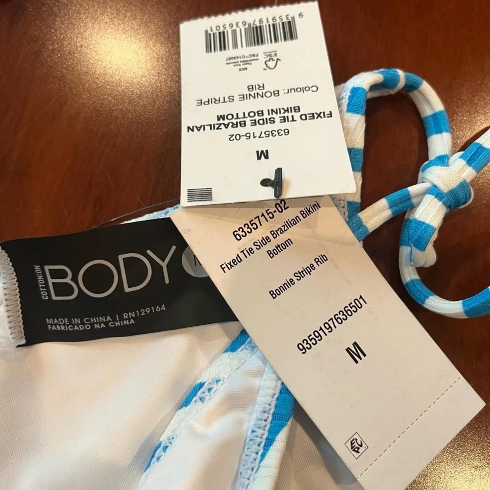 Blue and White Striped Bikini Set - Picture 3 of 5